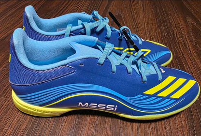 New Adidas F50 Messi League turf soccer shoes in blue and yellow
