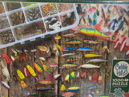 Fishing lures puzzle artwork detail