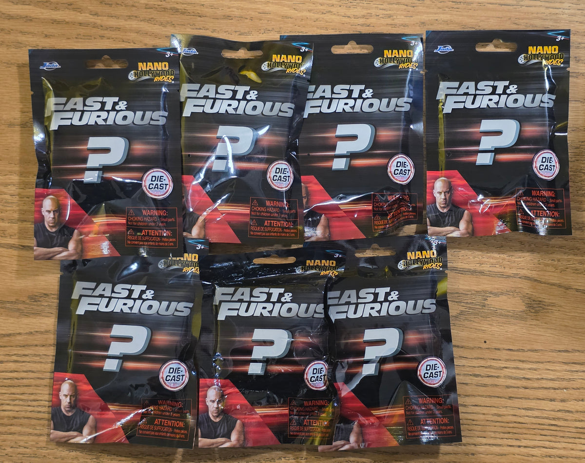 Lot of seven sealed Fast and Furious Nano mystery bags