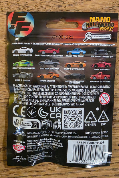 Back of bag showing possible vehicle assortment
