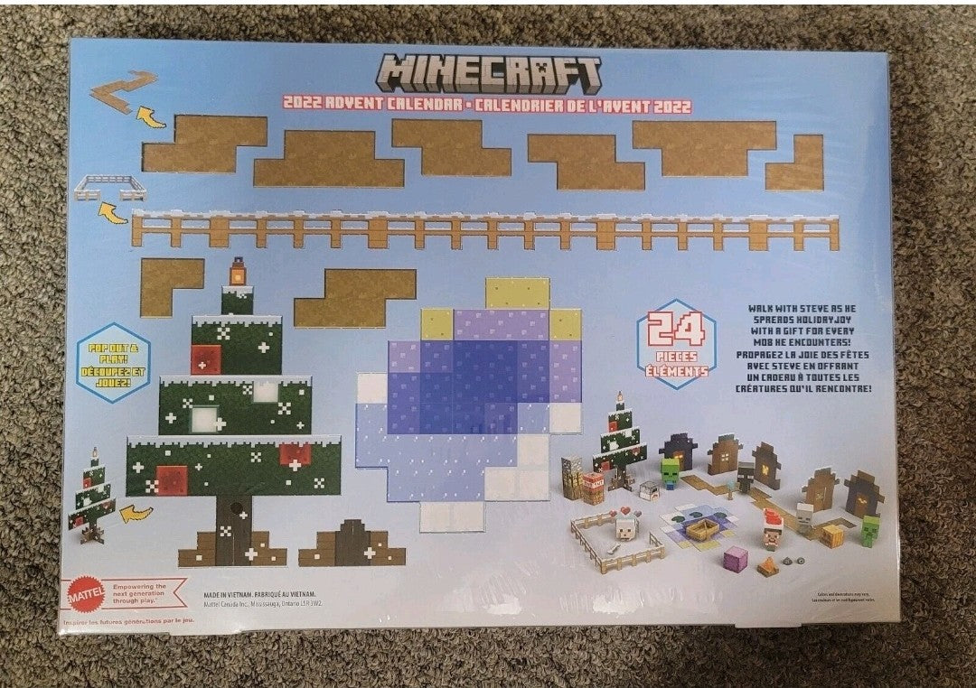 Minecraft calendar back packaging