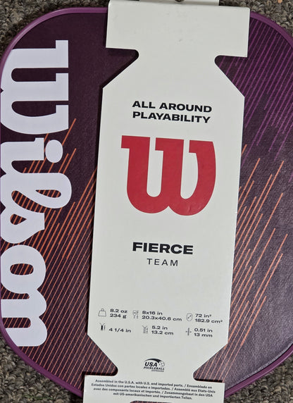 Wilson Fierce Team paddle specifications and purple design