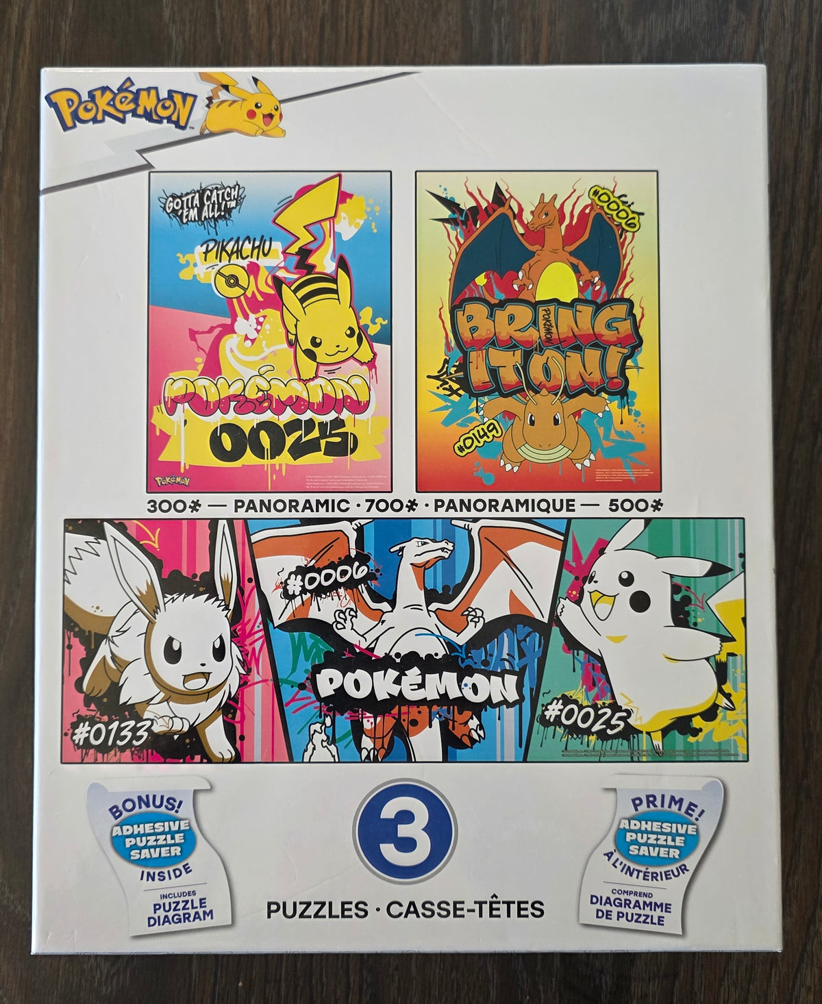 Buffalo Games Pokémon three-puzzle set packaging