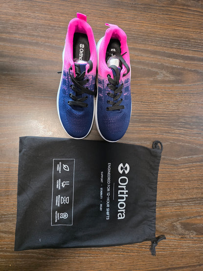 Orthora Pro pink and navy shoes with storage bag